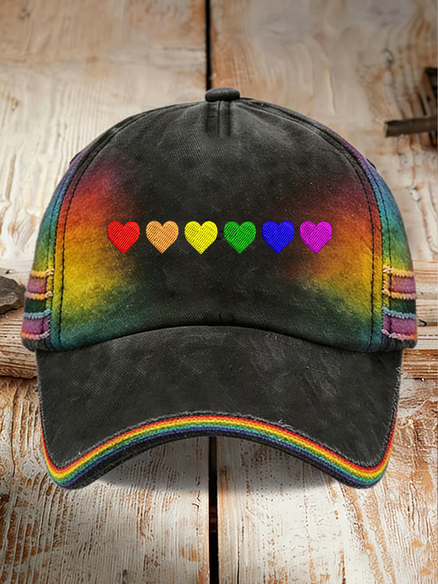 Chapeau unisexe imprimé cœur arc-en-ciel pour le Mois de la Fierté LGBTQ+