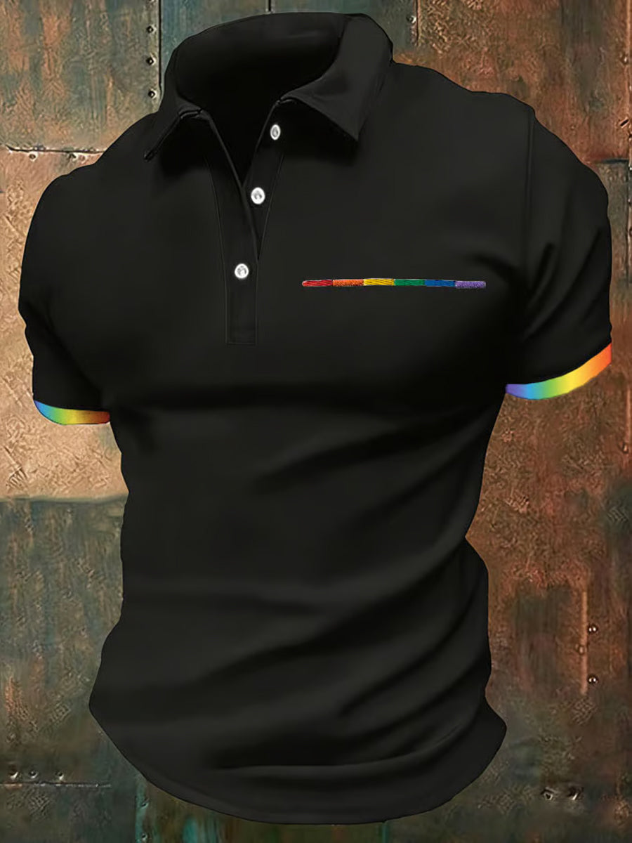 Top décontracté à manches courtes pour hommes, motif arc-en-ciel, Mois de la fierté LGBT