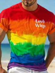 Rainbow Stripe Art Print T-shirt décontracté pour hommes