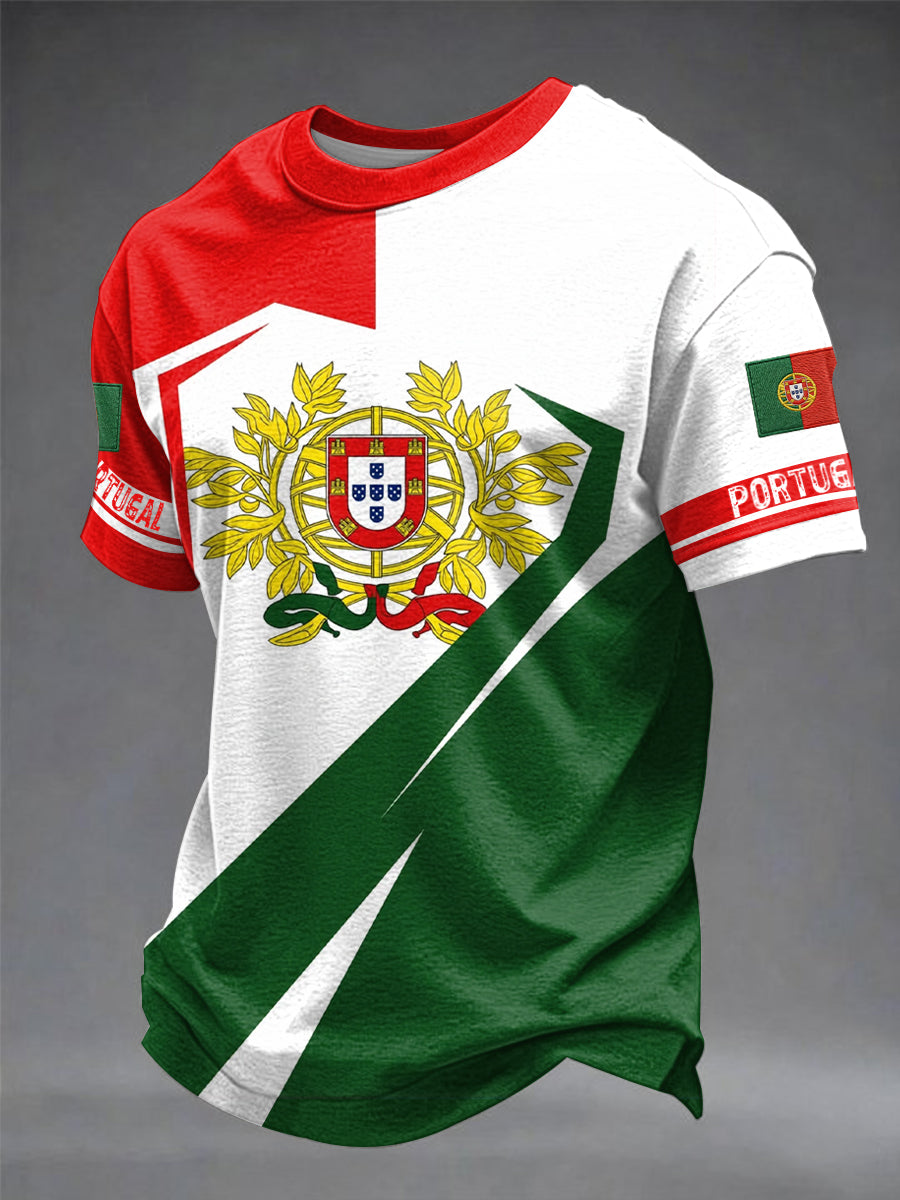 T-shirt imprimé portugais de football pour hommes