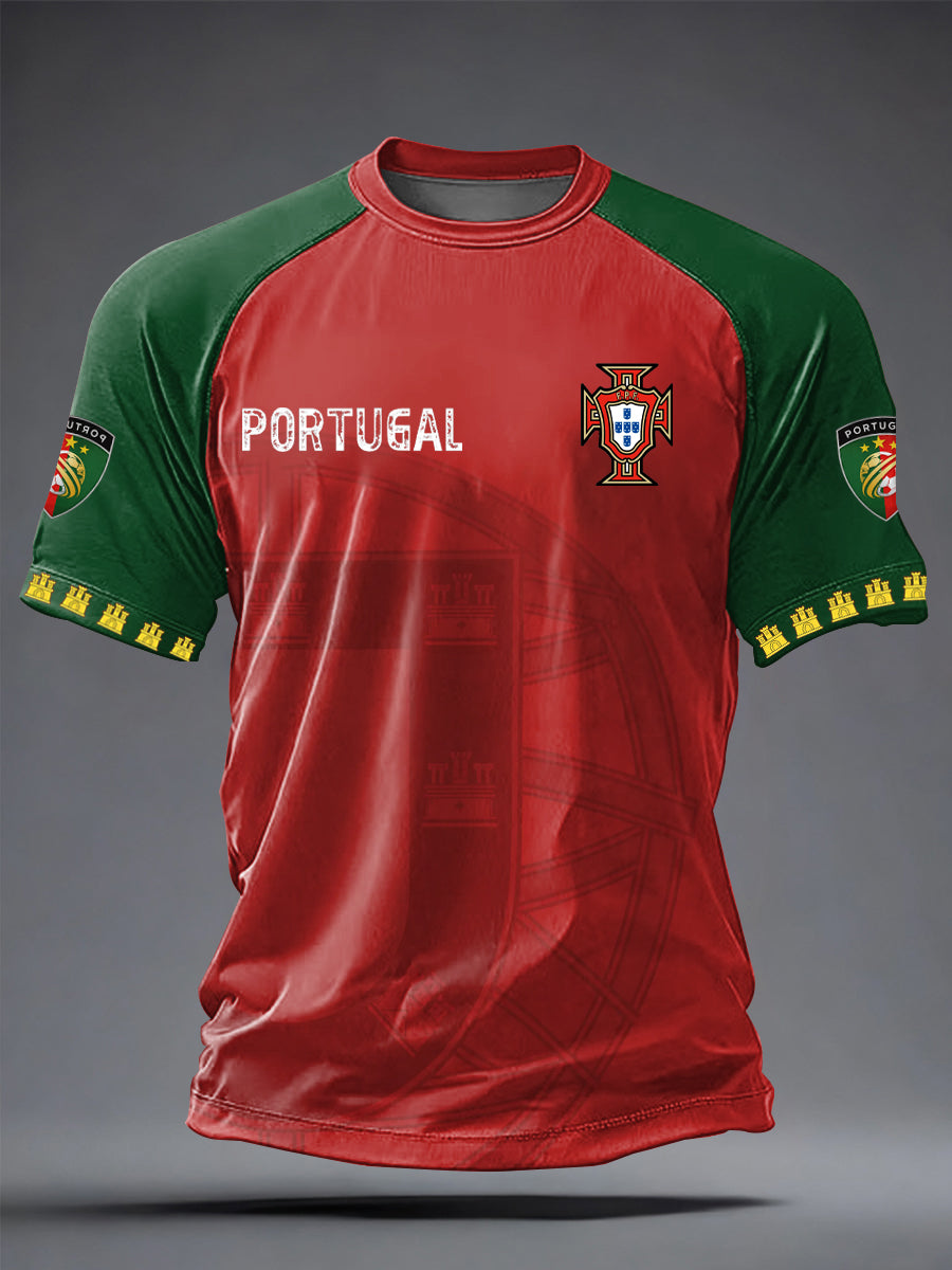 T-shirt décontracté à manches courtes pour hommes, imprimé football portugais