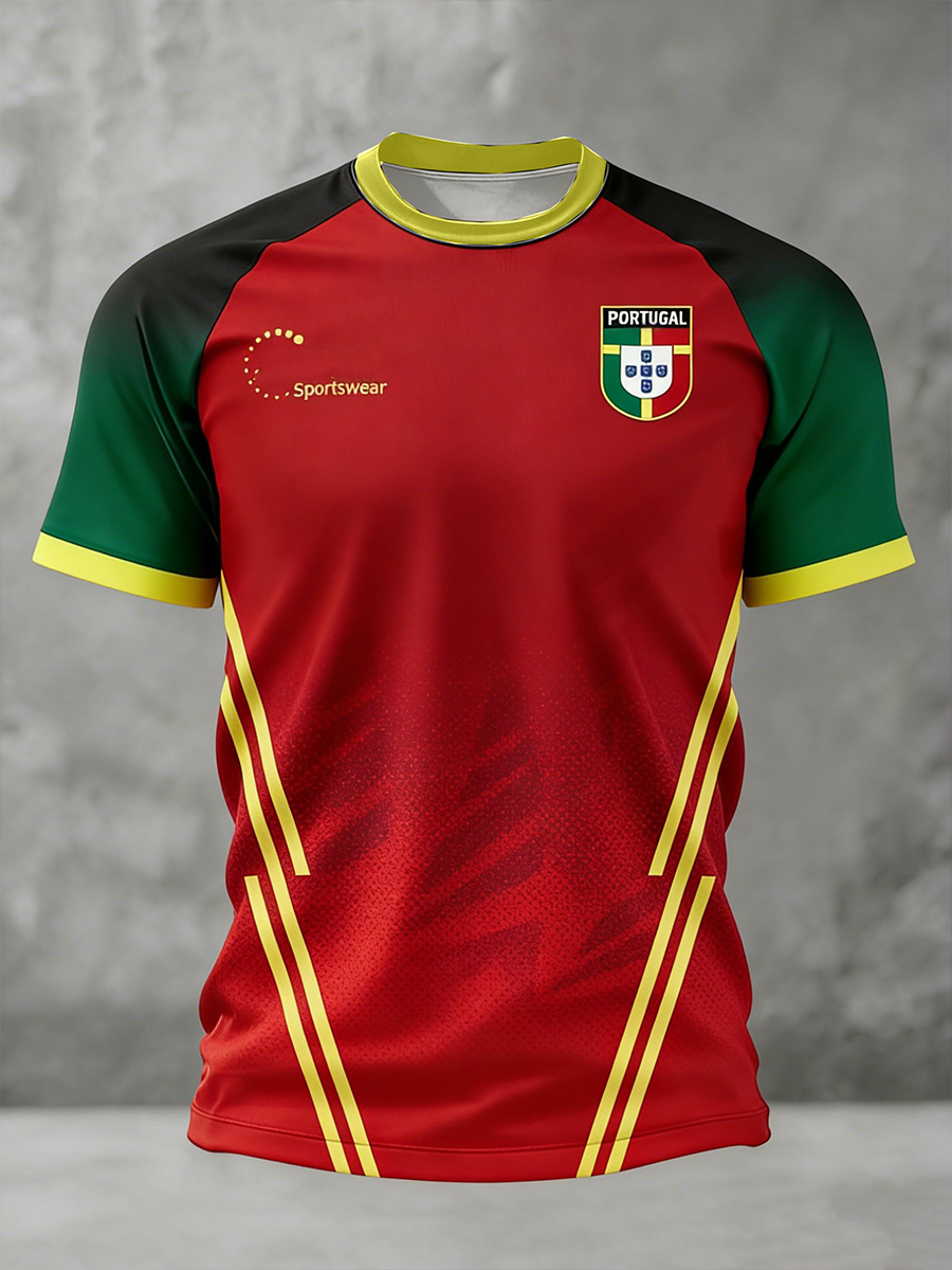 T-shirt à manches courtes de football du Portugal pour hommes