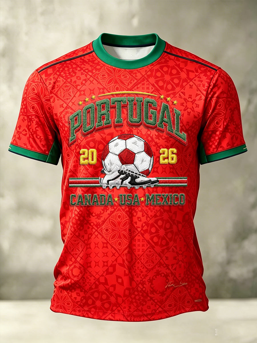 T-shirt à manches courtes de football du Portugal pour hommes