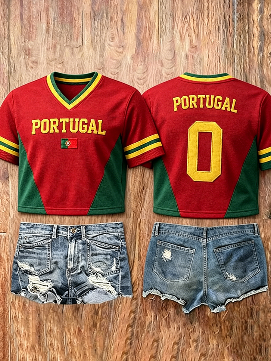T-shirt manches courtes Portugal Football Femme