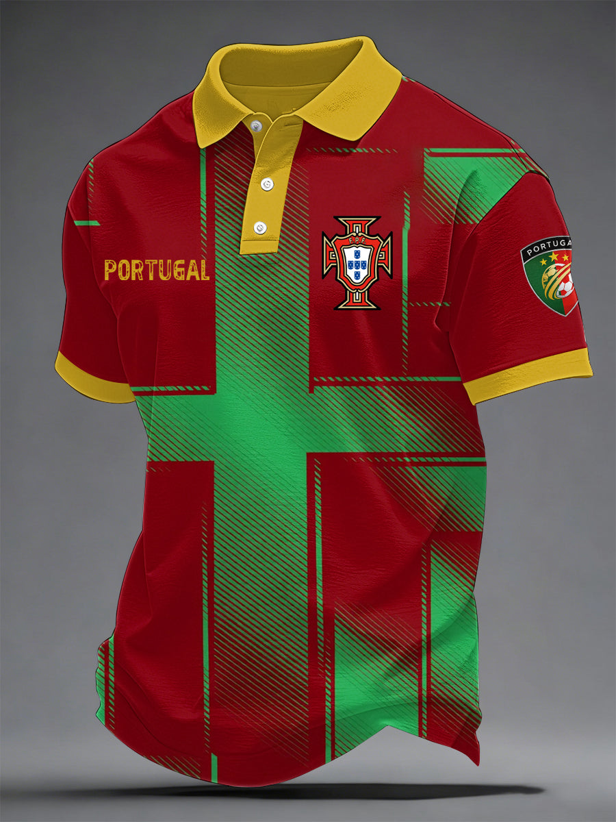 Haut décontracté pour hommes avec imprimé de football portugais