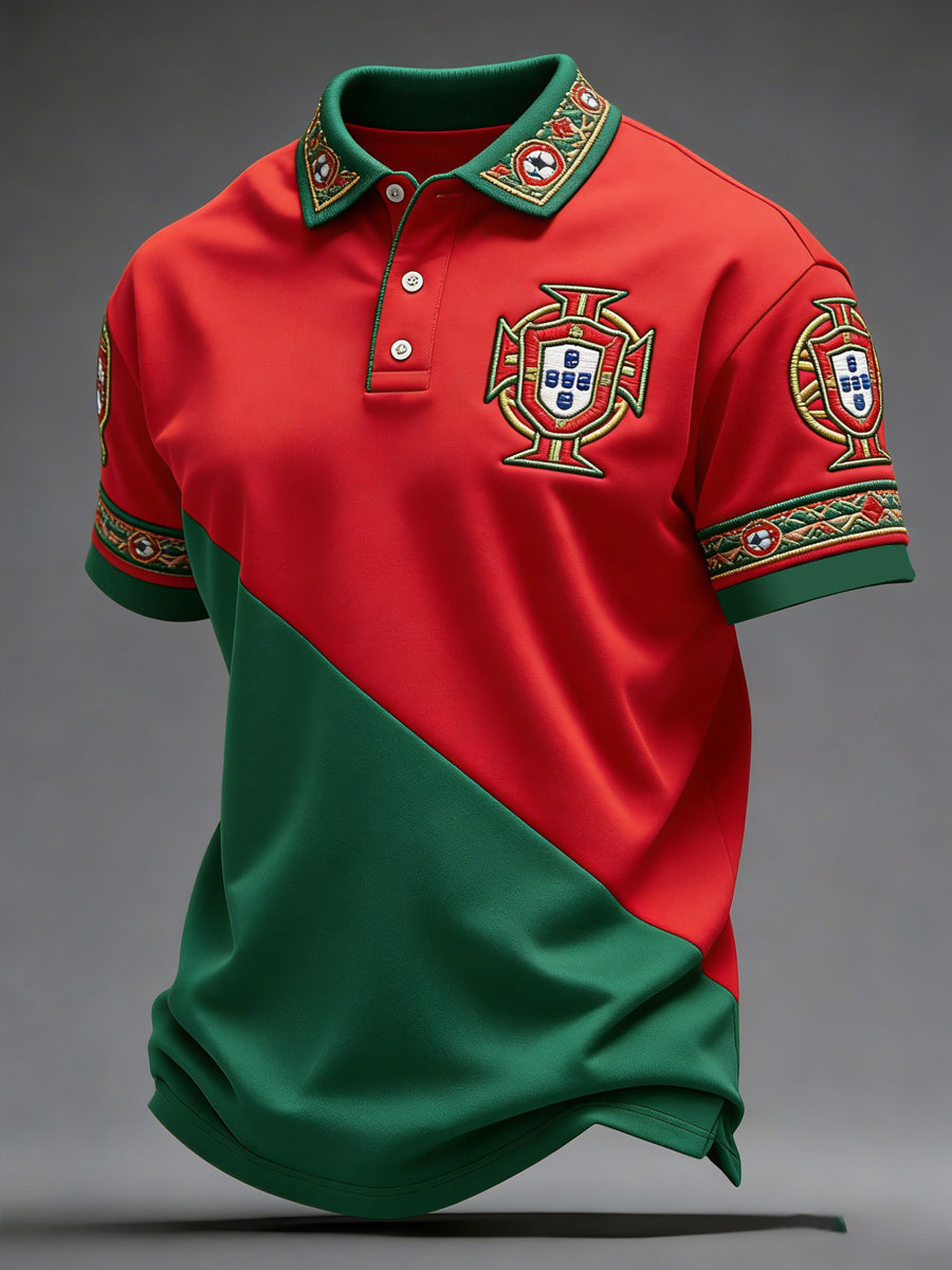 Haut décontracté pour hommes avec imprimé de football portugais