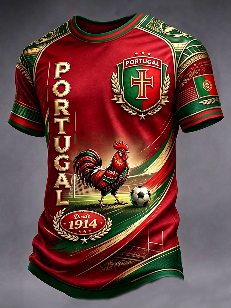 T-shirt à manches courtes pour hommes, football portugais