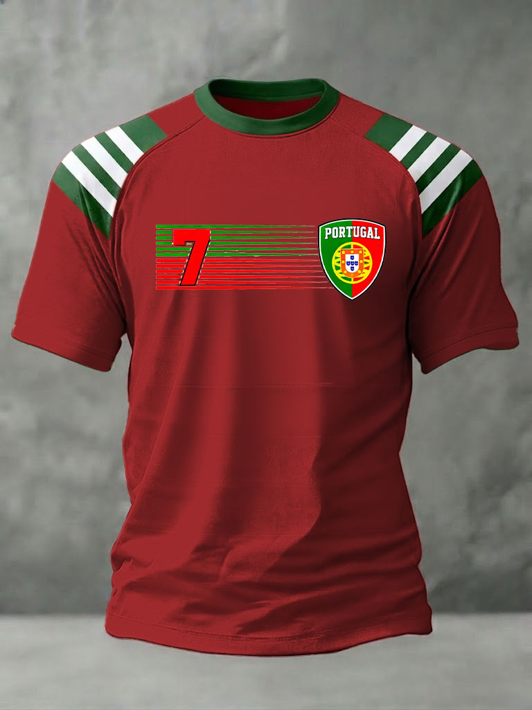 T-shirt imprimé football portugais pour hommes