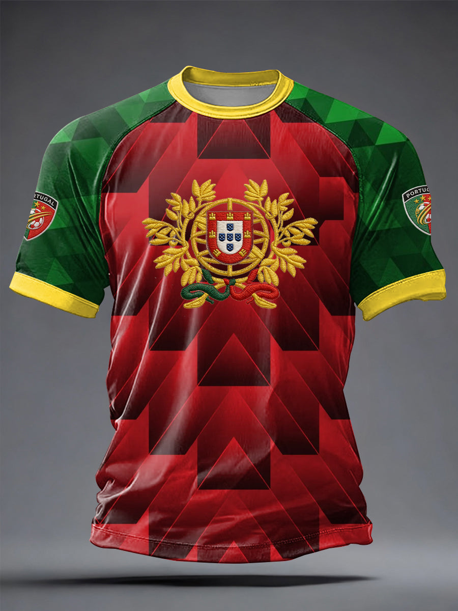 T-shirt décontracté pour hommes, à manches courtes, imprimé du drapeau portugais, style football