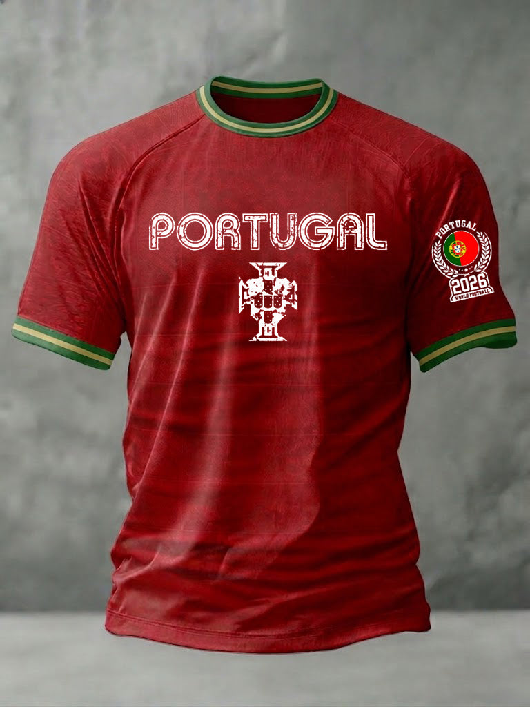 T-shirt imprimé football portugais pour hommes