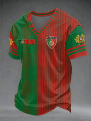 T-shirt à col en V pour hommes, football portugais