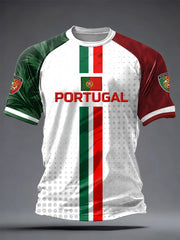 T-shirt décontracté pour hommes, à manches courtes, imprimé du drapeau portugais, style football