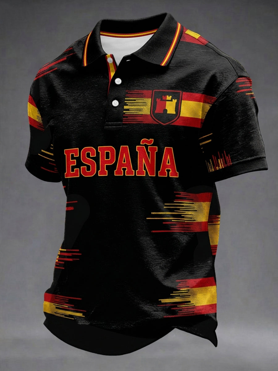 Chemise décontractée imprimée pour amoureux du football espagnol, pour hommes