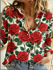 Chemises Rose Print pour femmes