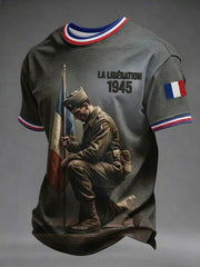 T-shirt imprimé pour hommes, style français, LA LIBÉRATION 1945