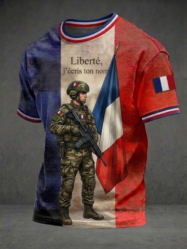 T-shirt imprimé pour hommes, style français, LA LIBÉRATION 1945