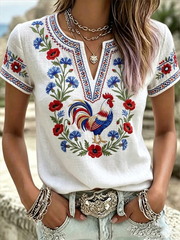 Chemise en coton-lin France Coq Gaulois pour femme
