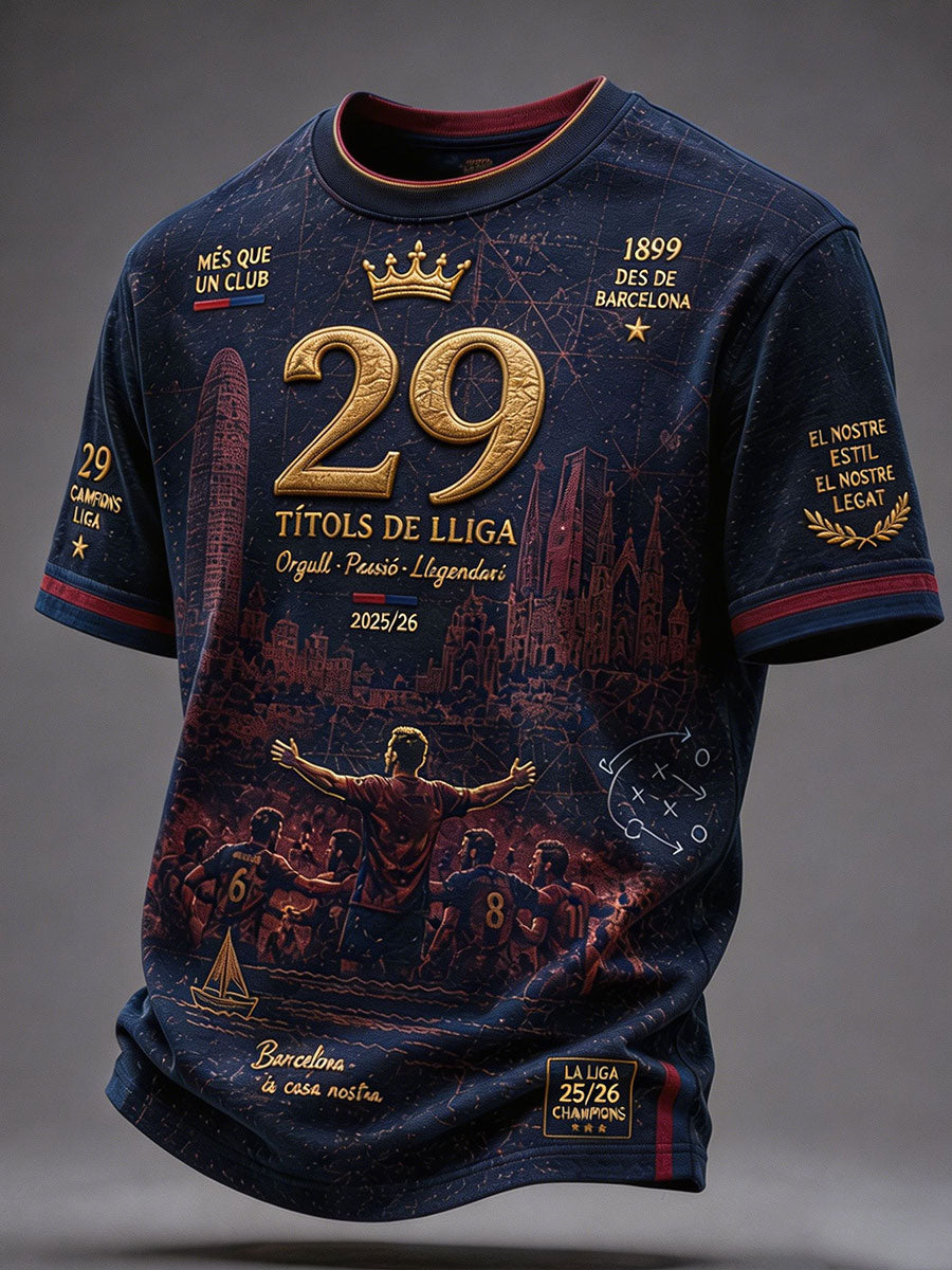 T-shirt imprimé pour passionné de football, modèle masculin Barcelone