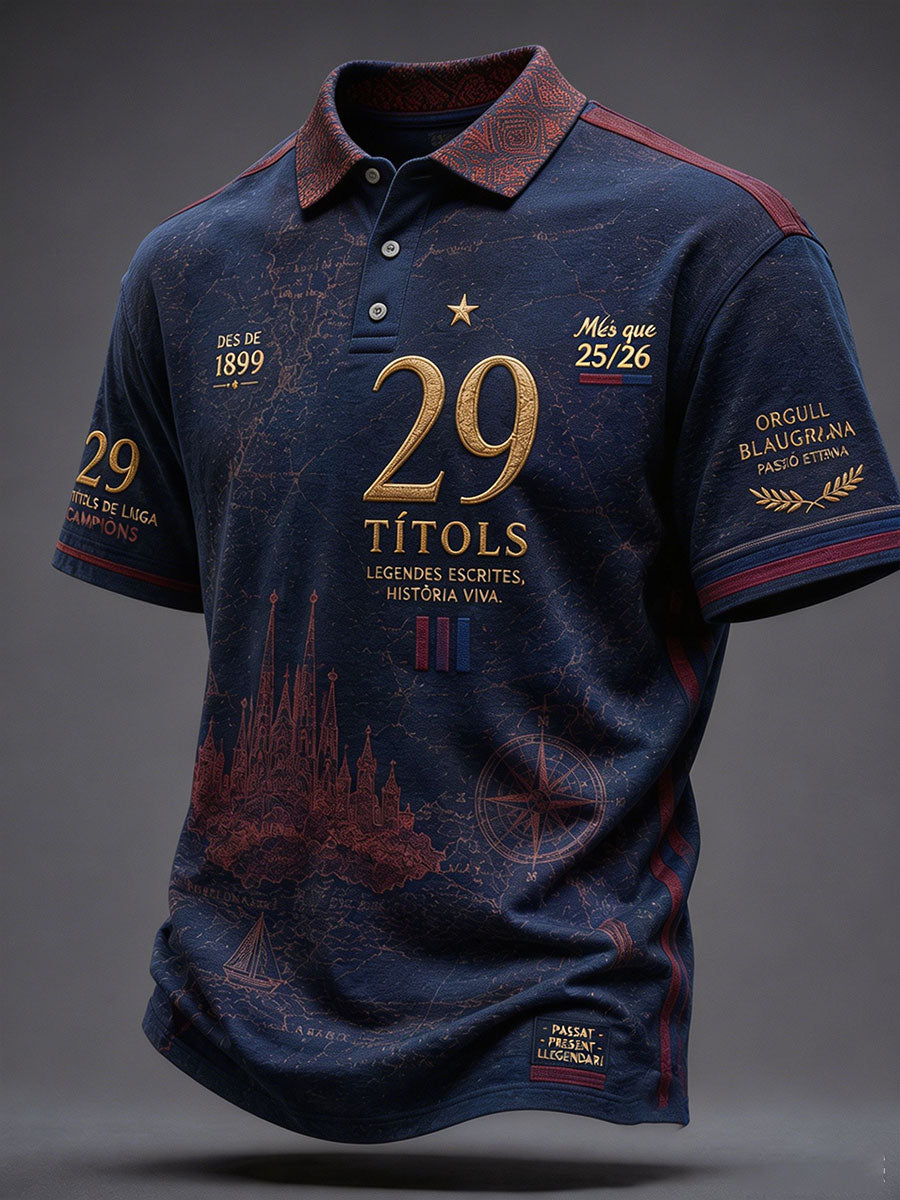 Hommes Barcelone Football Lover Imprimé Casual Tops