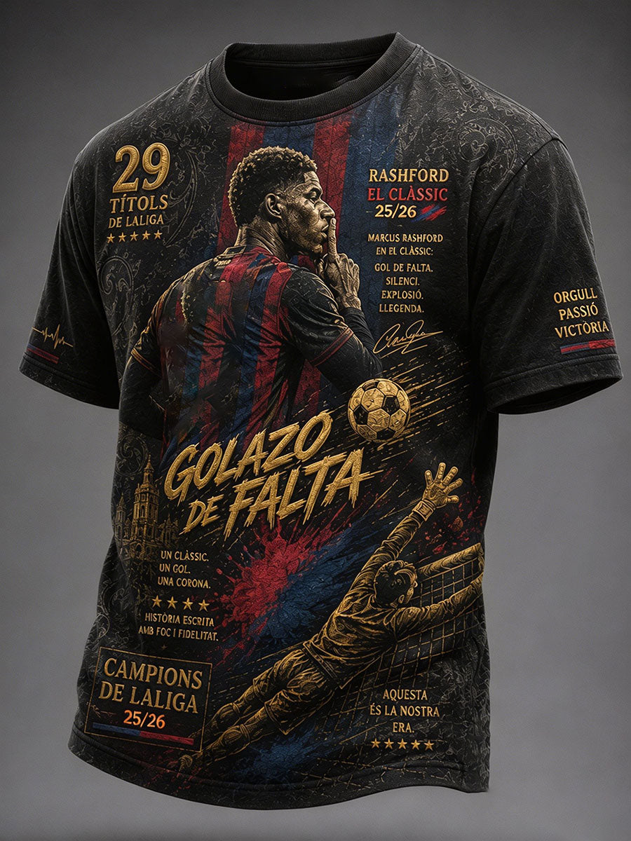 T-shirt imprimé pour passionné de football, modèle masculin Barcelone