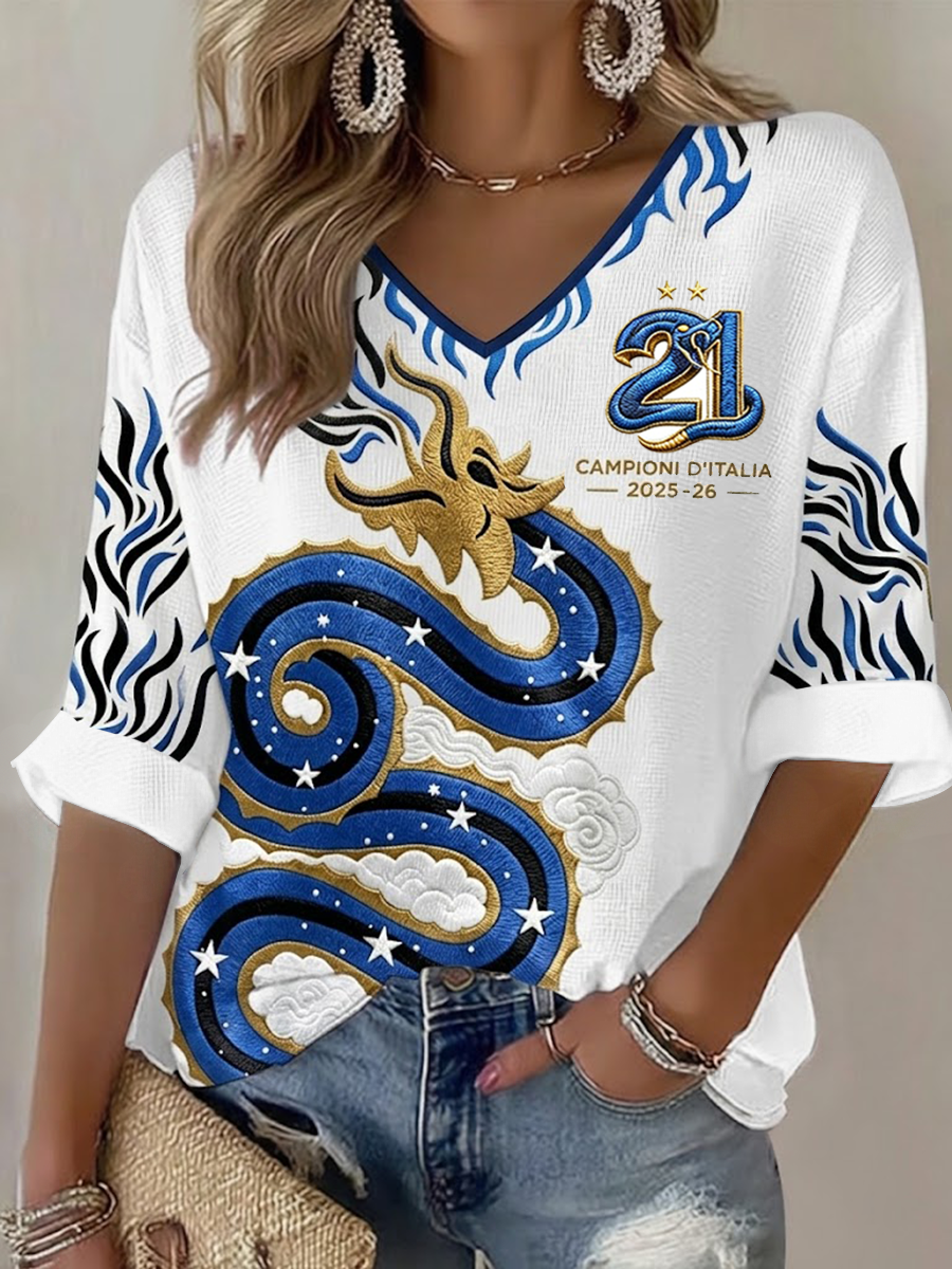 T-shirt à motif gaufré Campioni D'Italia 2025-26 Femme