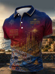 Barcelona Floral Art Imprimé Casual Tops pour hommes