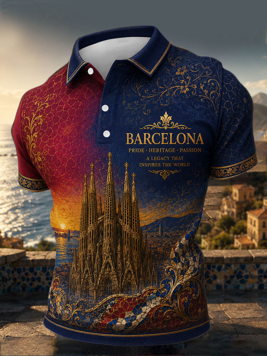 Haut décontracté pour homme à imprimé floral barcelonais