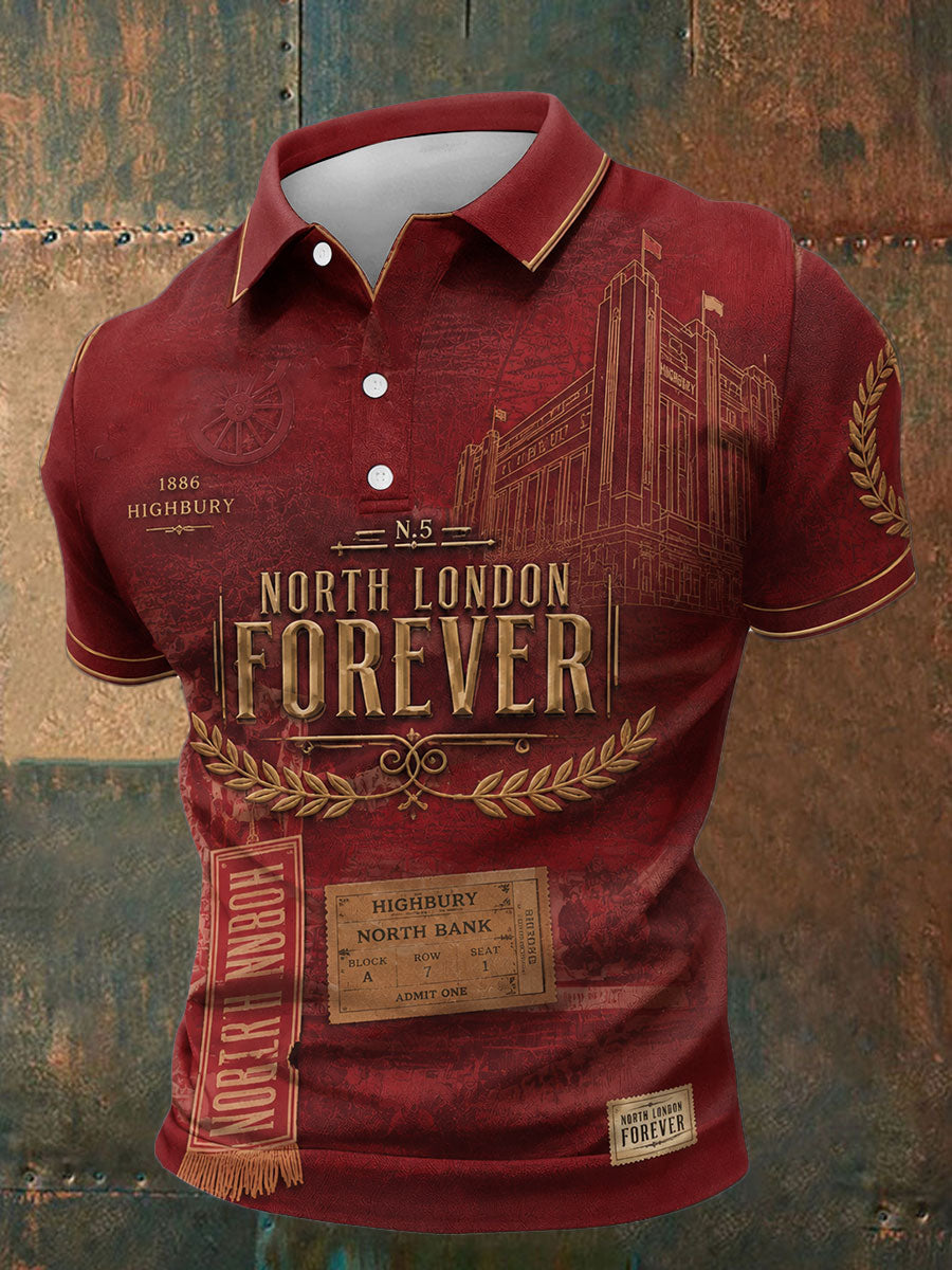 Hommes North Lodon Forever Football Lover Imprimé Casual Tops