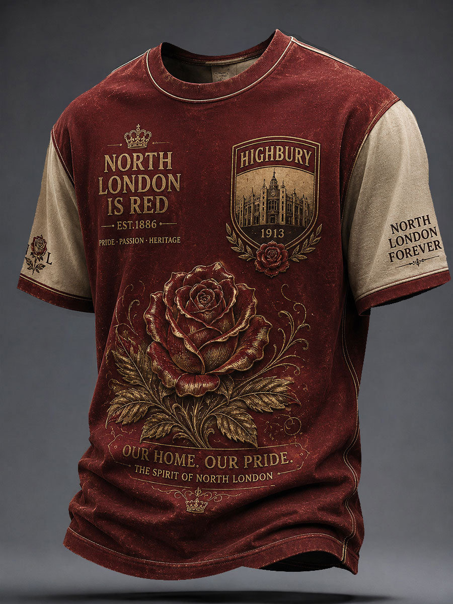 T-shirt imprimé pour homme Highbury, fièrement amoureux du football du nord de Londres