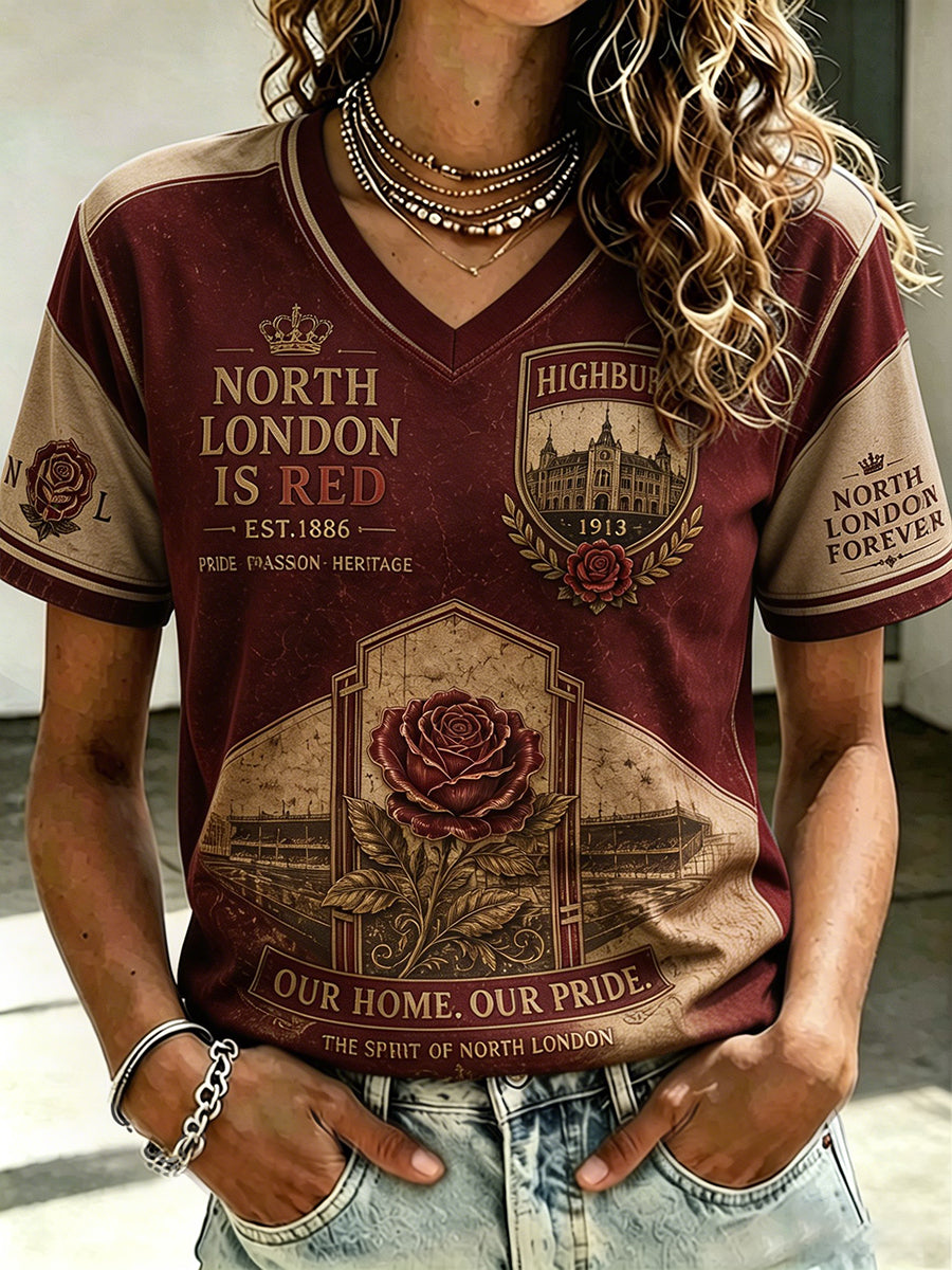 T-shirt imprimé pour femme Highbury, fière Nord-Londonienne et passionnée de football