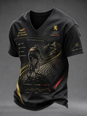 T-shirt à col en V pour course cycliste masculine