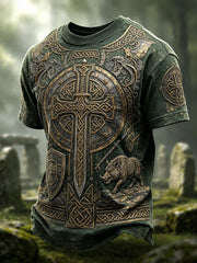 T-shirt décontracté à imprimé celtique pour homme