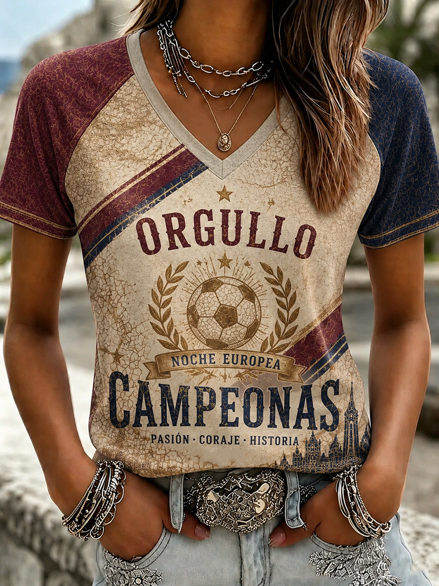 T-shirt rétro de championne de football pour femmes