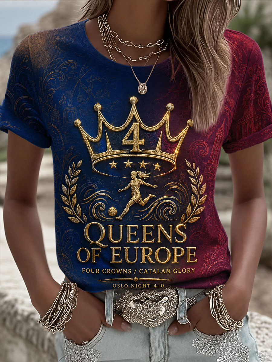 T-shirt pour femme imprimé Barcelone, Europe, Reine