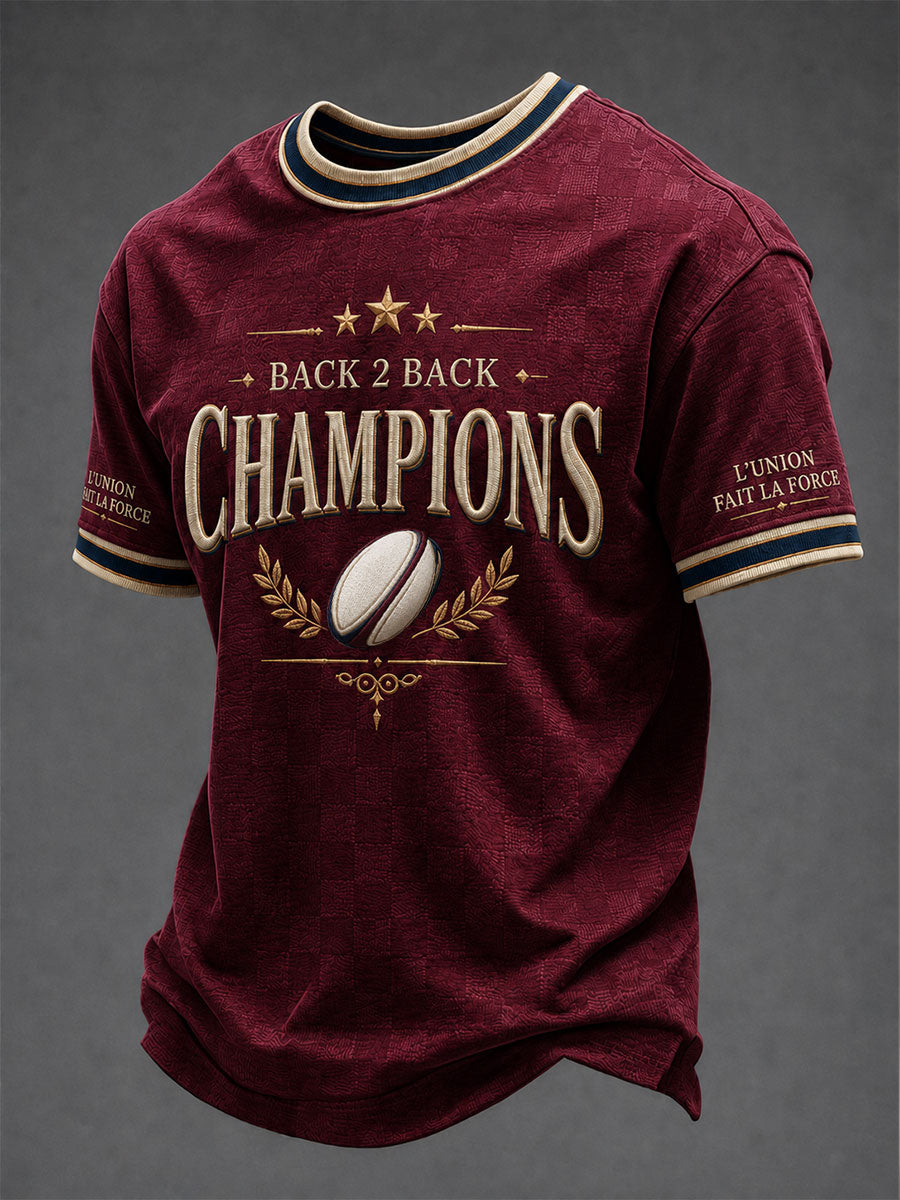 T-shirt à manches courtes pour hommes, championnat consécutif