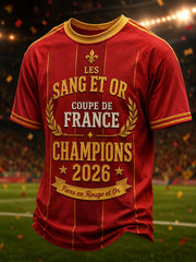 T-shirt décontracté pour hommes avec imprimé Champion 2026 des Les Sang et Or