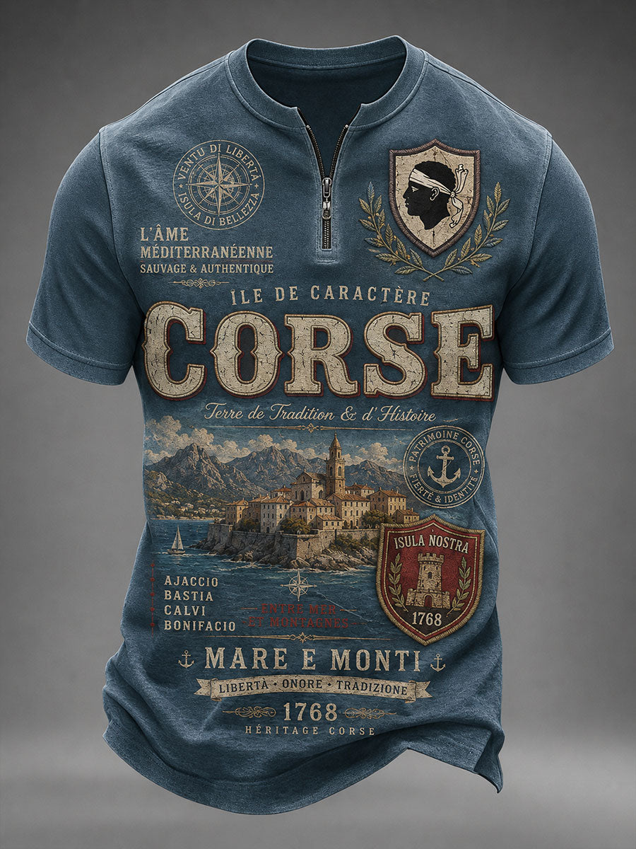 T-shirt Corse Zip à manches courtes Homme