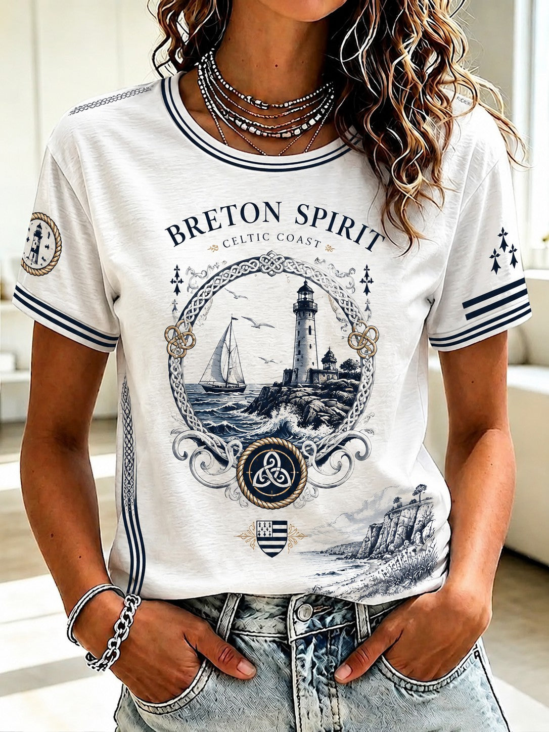 T-shirt imprimé celtique de Bretagne pour femmes