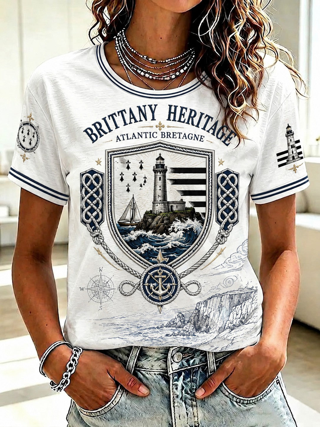 T-shirt France Brittany Celtic Imprimé Femme