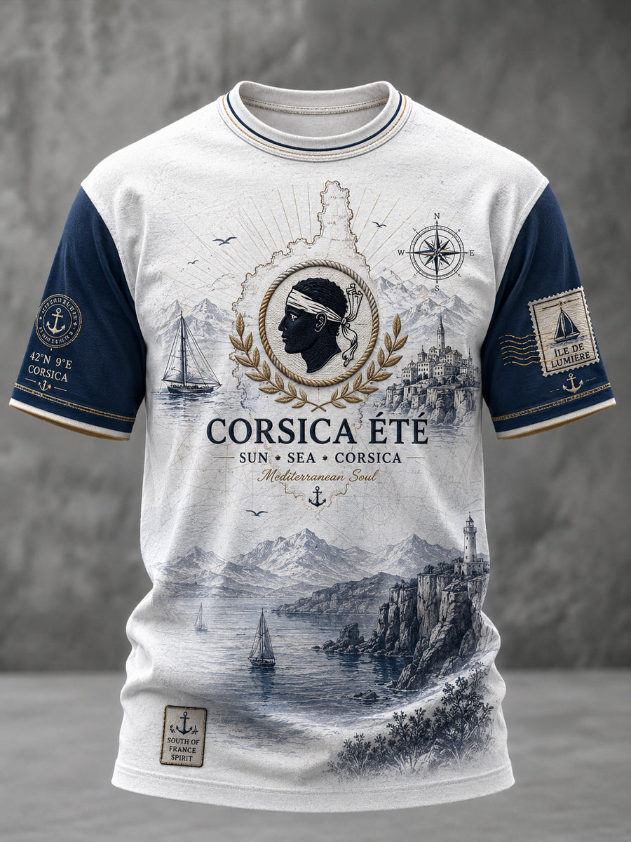 T-shirt pour homme imprimé du drapeau de la Corse