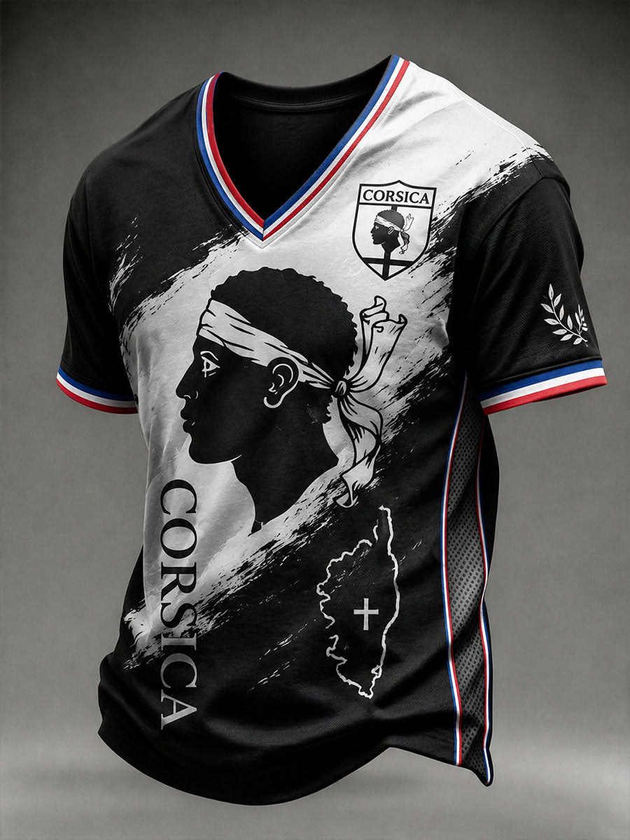 T-shirt à col en V pour homme, modèle Corse
