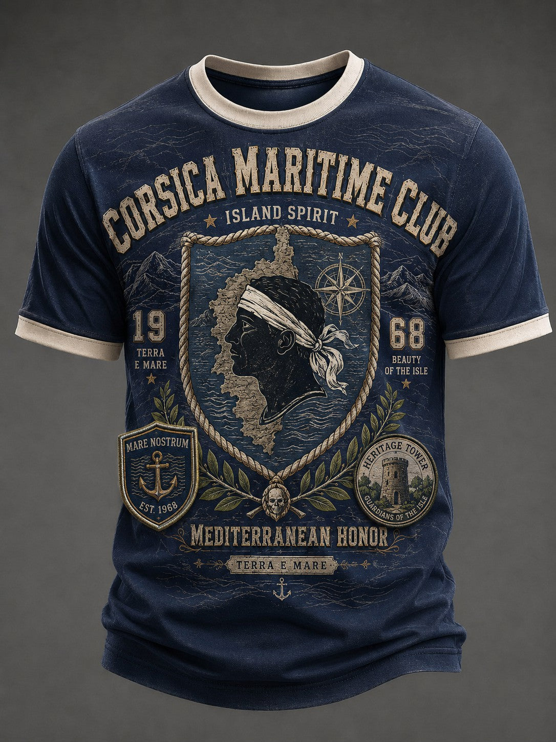 T-shirt pour homme imprimé du drapeau de la Corse
