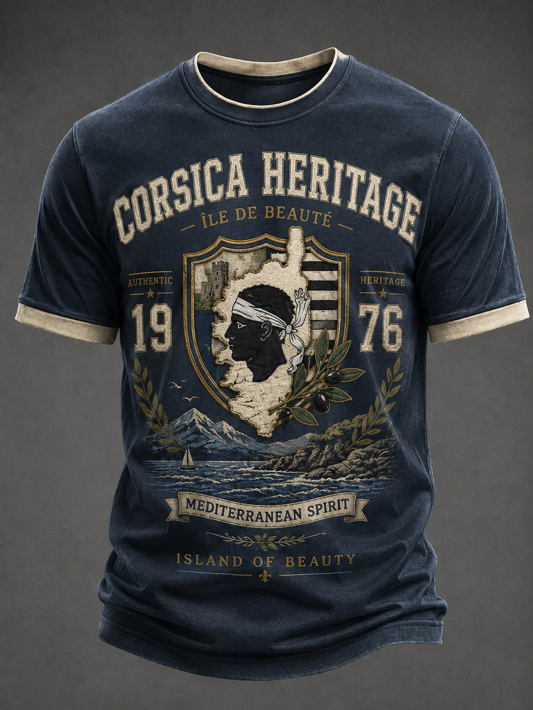 T-shirt pour homme imprimé du drapeau de la Corse