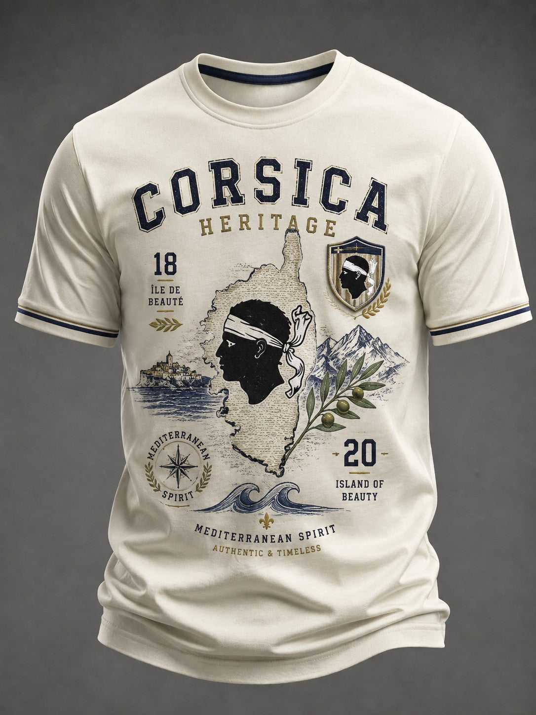 T-shirt pour homme imprimé du drapeau de la Corse