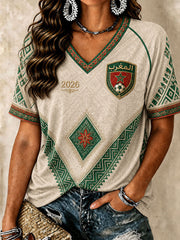 T-shirts à col en V pour le football marocain féminin