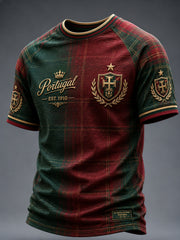 T-shirt décontracté à manches courtes pour homme, imprimé Football portugais