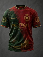 T-shirt à manches courtes décontracté imprimé football portugais pour hommes