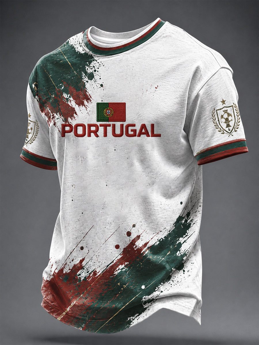 T-shirt imprimé du football portugais des hommes