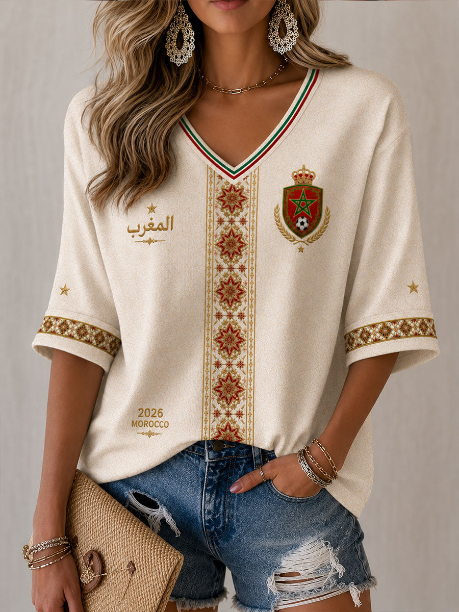 T-shirt gaufré 2026 Maroc Football Femme