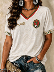 T-shirts à col en V pour le football marocain féminin